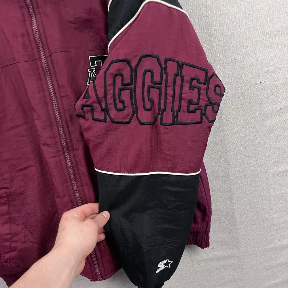 Starter Texas A&M Aggies Puffer Jacket Boys Large 14-16 Maroon Black Vintage